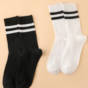 Striped Pattern Crew Socks