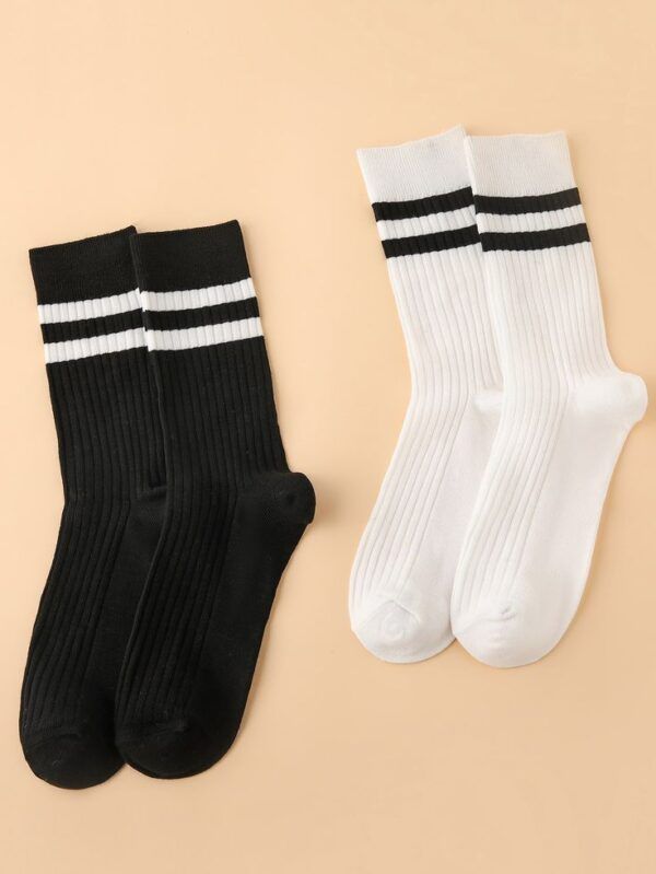 Striped Pattern Crew Socks